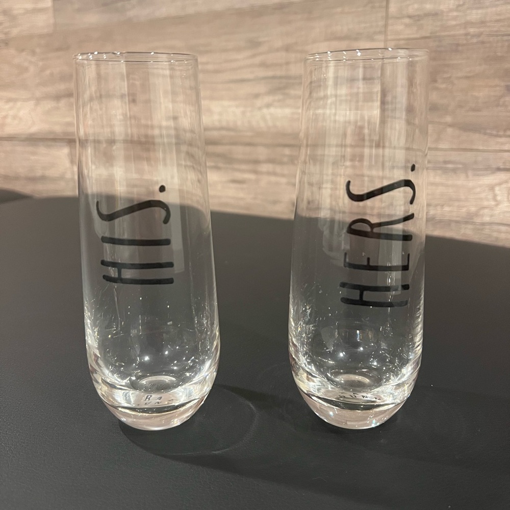Rae dunn his and hers champagne flutes